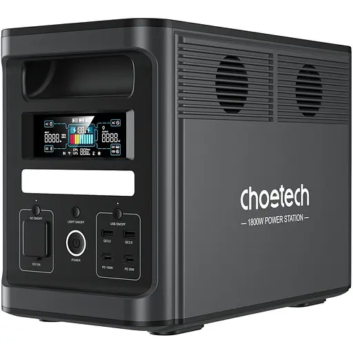 Зарядная станция Choetech BS065 1800Вт (1536Вт/ч) AC, LiFePo4, MPPT, UPS, USB-C PD100 Вт