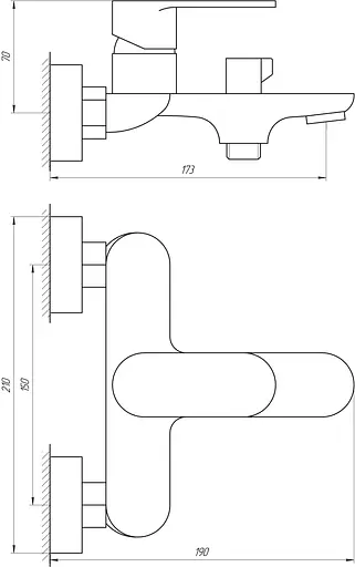 Смеситель для ванны Globus Lux Ontario GLO-0102N Хром - фото 3
