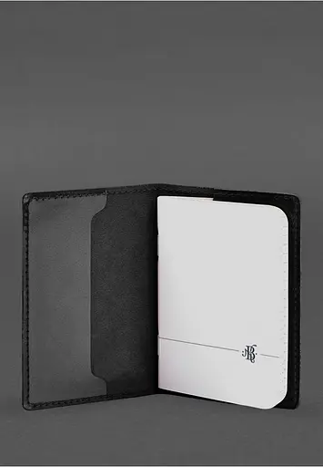 Кожаная обложка для военного билета офицера запаса 8.2 черная Crazy Horse - фото 4