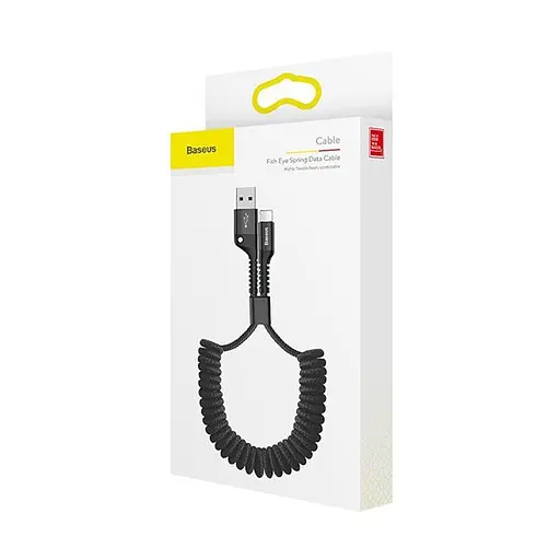 Кабель Baseus Fish eye Spring Data Cable USB For lightning Черный - фото 2