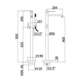 Змішувач для ванни на підлогу Paffoni Light honey gold brushed LIG032HGSP, Золотий - фото 3