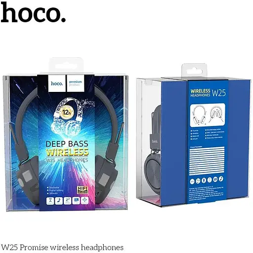 Наушники Bluetooth Hoco Promise W25 с поддержкой карт памяти MicroSD и 3.5 AUX синие - фото 5