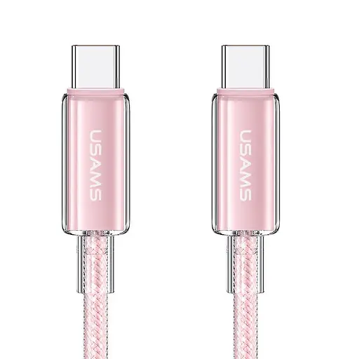 Дата кабель USAMS US-SJ660 Type-C to Type-C PD100W Cloud Series (1.2m) Pink