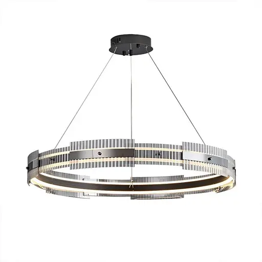 Чорна кільцева люстра з графітовими пластинами Ø 80 см | Line F | Арт. MJ233-800 BK - фото 6
