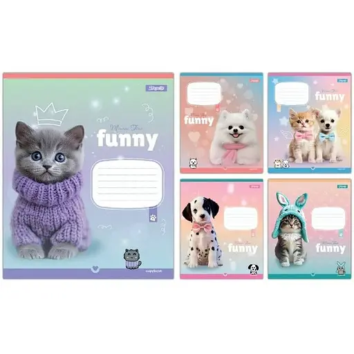 Зошит учнівський "Funny Pets" 1B 768208 12 аркушів 1 шт. в асортименті - фото 1