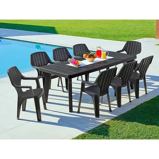 Стол для сада Bica Bergen пластиковый раздвижной графит. - фото 5