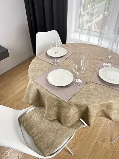 Водоотталкивающая скатерть Мрамор капучино 300х140 см (+ 6 салфеток 30х40 см) - фото 8