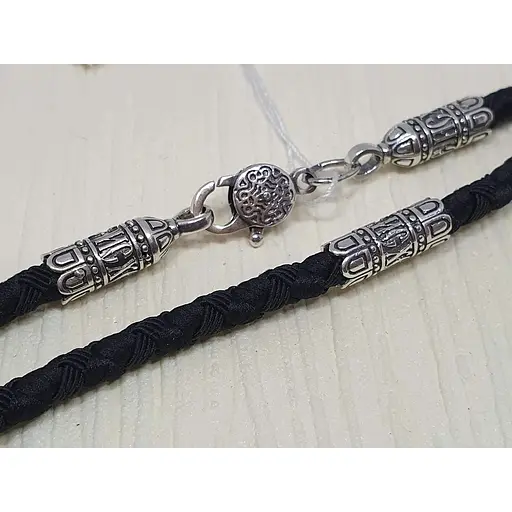 Ювелірний шнурок Меридіан 925 з текстилю з срібними вставками. 846/4 60 70 - фото 2