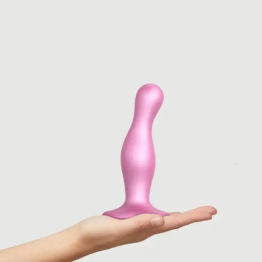 Насадка для страпону Strap-On-Me Dildo Plug Curvy Rose Dragee Metallic M - фото 3