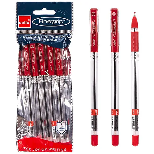 Ручка масляная Finegrip Cello, красная, 5 шт., 388В