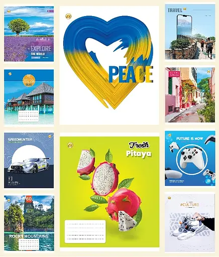 Зошити учнівські 60 аркушів лінія Люкс ТЕ12621 Мікс 60ЛінЛюкс1, 10 шт. в упаковці