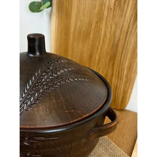 Супник 4 літра керамічний (глиняний) різьблений Колосок - фото 7