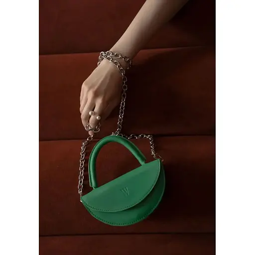 Женская кожаная мини-сумка Сhris micro зеленая - фото 1