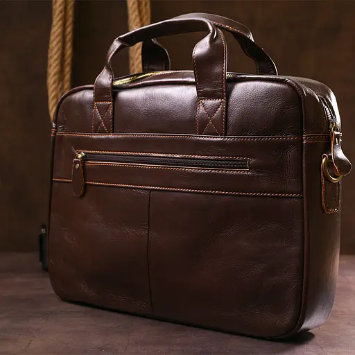 Деловая кожаная сумка для ноутбука мужская Vintage 40х27х7 см sum0020154 - фото 8