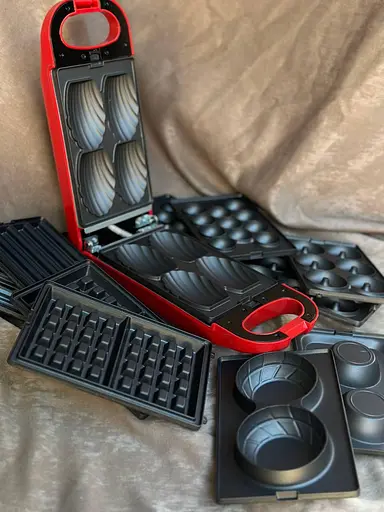 Мультимейкер 6в1 Sokany SK-BBQ-836 двосторонній пекар з антипригарним покриттям 700Вт Червоний - фото 4