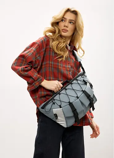 Женская сумка-бананка под ноутбук Sambag Urban Pro голубая 46×26 см (51411210) - фото 1