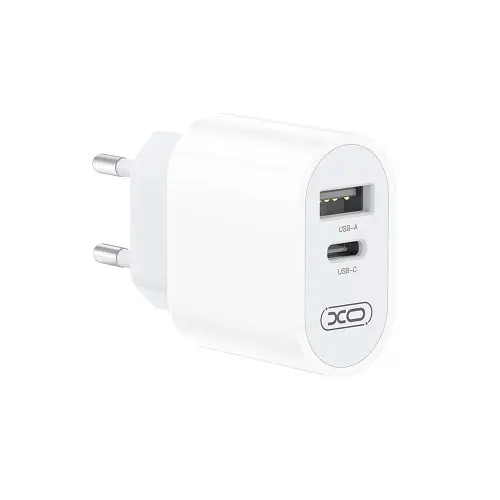 Мережевий зарядний пристрій XO L97 USB A+USB C dual port 2.4A Home charger Білий - фото 4