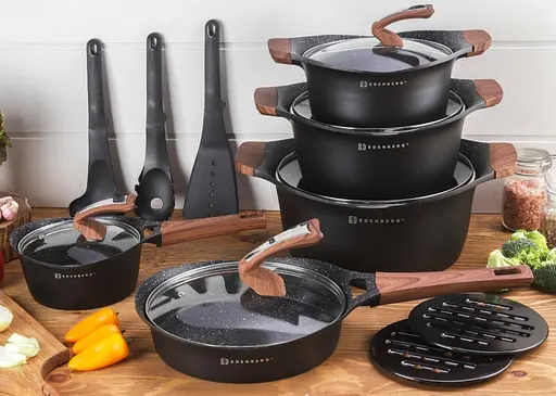 Набір каструль з кришками та сковорідкою Edenberg EB-9184, 15 предметів із мармуровим покриттям - фото 2