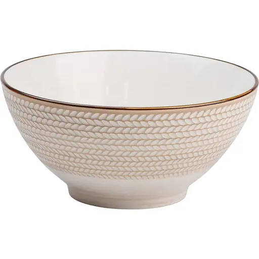 Тарілка TS Kitchen порцелянова глибока 20.5 см у стилі ретро біла HP23385 - фото 1