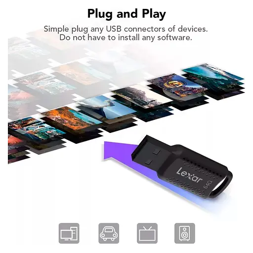 USB флеш накопичувач Lexar 64GB JumpDrive V400 Black USB 3.0 (LJDV400064G-BNBNG) - фото 7