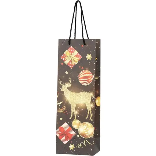 Пакет подарунковий новорічний Олень DW631 12х35х9 см Різнокольоровий (2000990241702)(NY) - фото 1