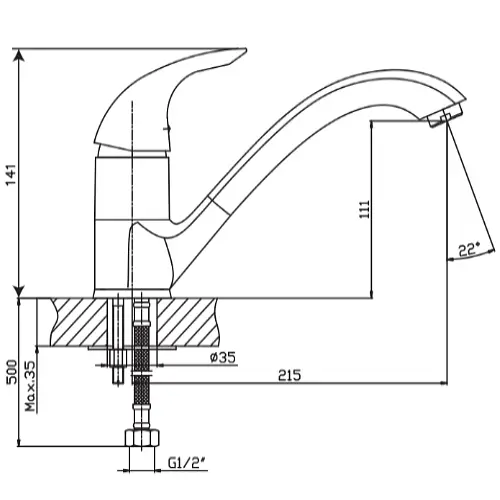 Змішувач для кухні Haiba VIOLET 012 (HB0399) - фото 2