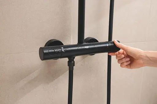 Душова система з термостатом для настінного монтажу Grohe Tempesta System 250 Cube 266892431, Чорний матовий - фото 8