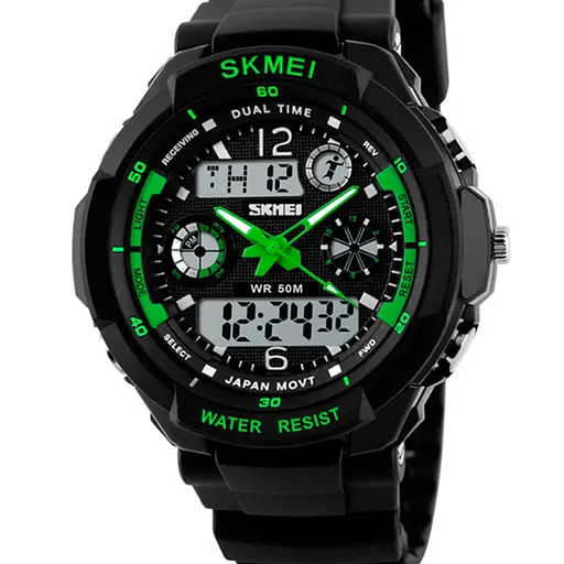 Наручний годинник чоловічий Skmei S-Shock Green 0931 Чорний (077) - фото 2