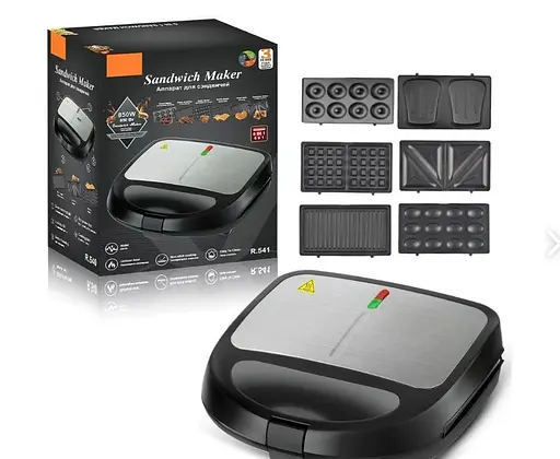 Мультимейкер (мультипекар) RAF R-541 850Вт зі змінними пластинами Сріблястий - фото 3