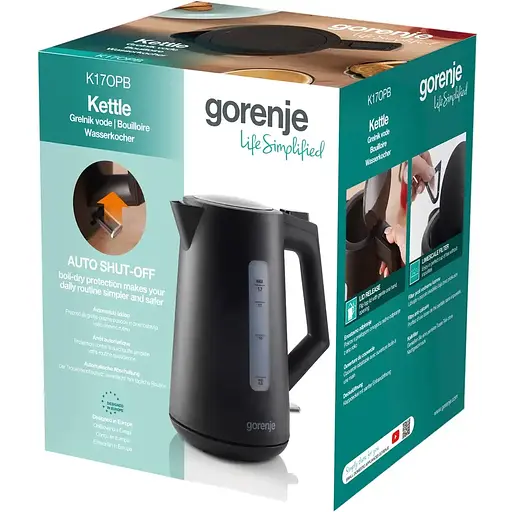 Gorenje Електрочайник 1.7 л, Strix контроль, чорний матовий - фото 9