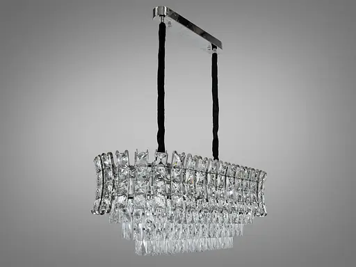 Хрустальная люстра над обеденным столом овальной формы на 8 ламп, хром. - фото 2