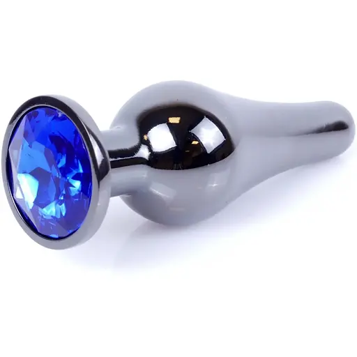 Анальна пробка Boss Of Toys Boss Series - Jewellery Dark Silver Butt Plug Blue, BS6400059, Срібний / Синий