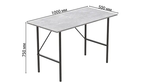 Стіл письмовий LINE Тайм Ferrum-decor 750x1000x500 Чорний метал ДСП Бетон 16 мм (FRD-104870) - фото 2