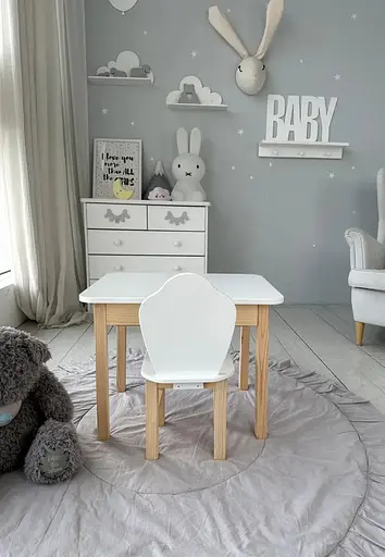 Дитячий столик з ящиком та стільчиком (Білий) - фото 8