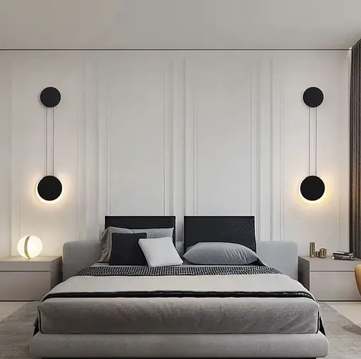 Бра с металлической конструкцией из двух черных кругов Ø 15 и 30 см Line F Арт. WD128-300*500 - фото 2