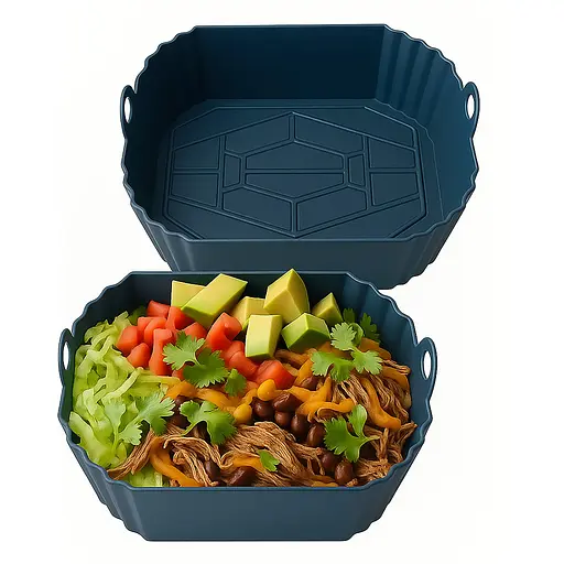 Квадратна силіконова форма для аерогрилю, духовки та мультипечі 20х20 см, Kitchen Master Синій 87417 - фото 3