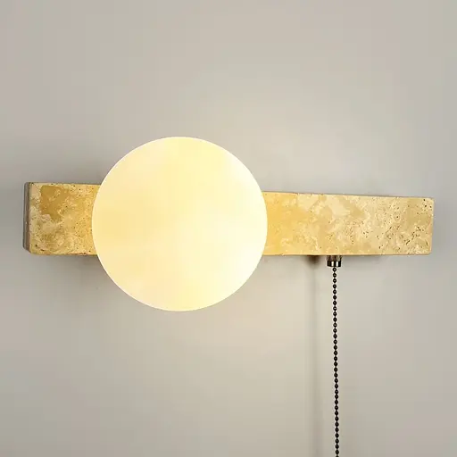 Бра праве з травертиновим корпусом та білим плафоном 30х18 см Line F Арт. STW002/1 R (правий) - фото 4