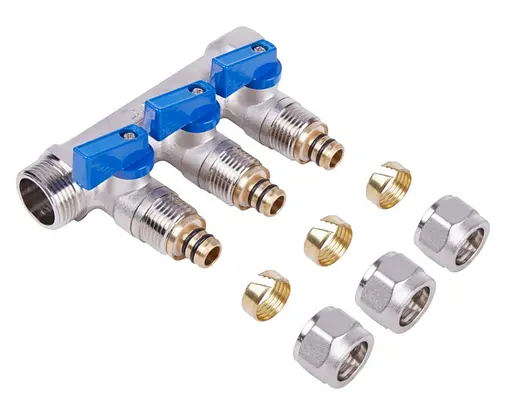 Колектор під фітінг Thermo Alliance Standart 3/4" ВЗ (3 вих) кульовий кран SD231W3 - фото 2