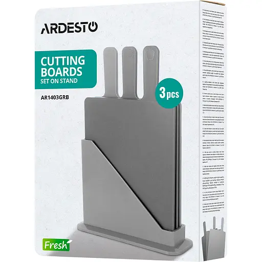 Набір дошок кухонних на підставці Ardesto Fresh 24.1х33х7.9 см 3 шт. (AR1403GRB) - фото 8