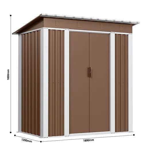 Хозблок-сарай металлический SS-02 с односкатной крышей 185х180х120 см Коричневый - фото 6