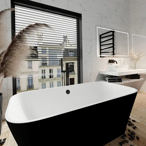 Ванна отдельностоящая глянцевая Amdcon Atlant 150x75 черная из литого камня ATLANT_150_BLACK_HL Черный - фото 5