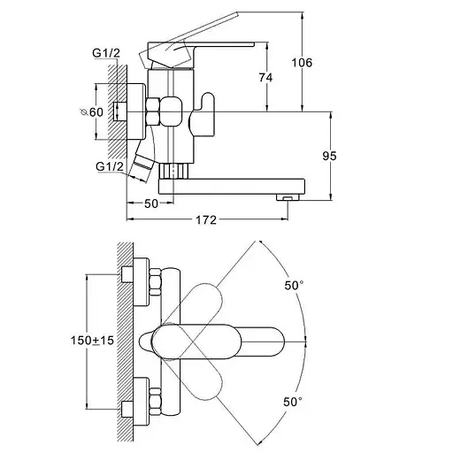 Змішувач для ванни Zegor/Troya LOB3-A128 одноважільний 30412 - фото 2
