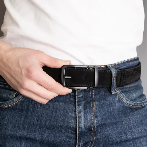 Ремень мужской замшевый со строчкой НС-3423 (120 см) черный - фото 5