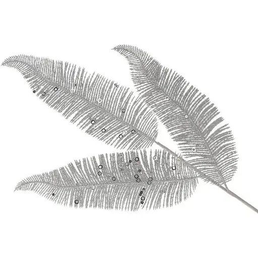 Декоративная ветка Перо 78 см Искусственные материалы для декора и флористики Серебряная - фото 1