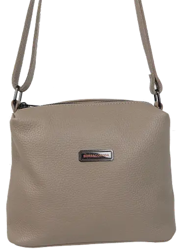Женская кожаная сумка через плечо Borsacomoda бежевая sum0028735 - фото 5