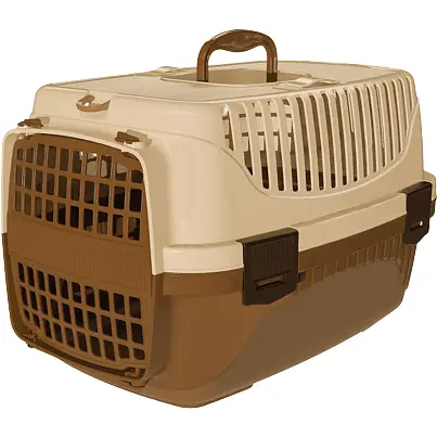Переноска для кошек и собак Irak Plastik PT-100, 55 x 36.5 x 33 см коричнево-бежевая