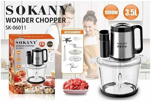 Многофункциональный блендер Sokany SK-06011 стеклянная чаша 5в1 1000Вт 3.5л - фото 5