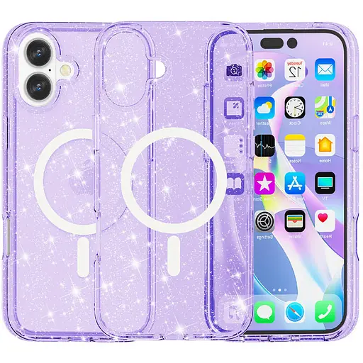 Чохол Epik TPU Galaxy Sparkle MagFit для Apple iPhone 16 Plus 6.7 Purple+Glitter - фото 1