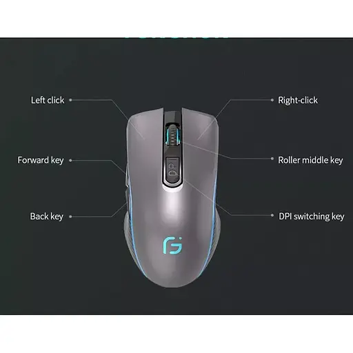 Мишка бездротова ігрова Gamousе X9 з акумулятором та підсвіткою Gray 2.4G Bluetooth - фото 3