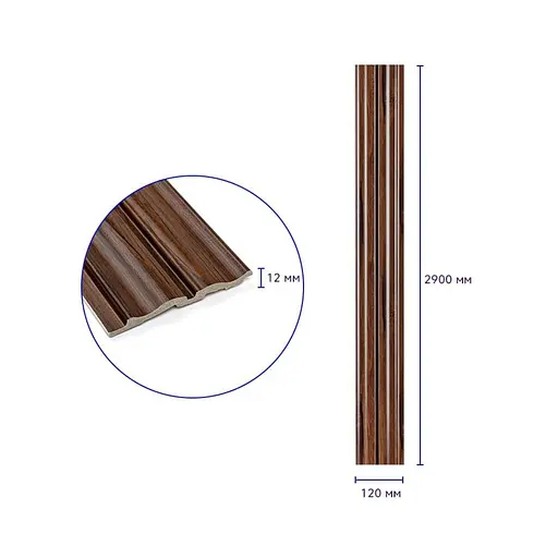 Рейка декоративна Wall Sticker PS 2900х120х12 мм Бронзовий венге SW-00002144- - фото 3